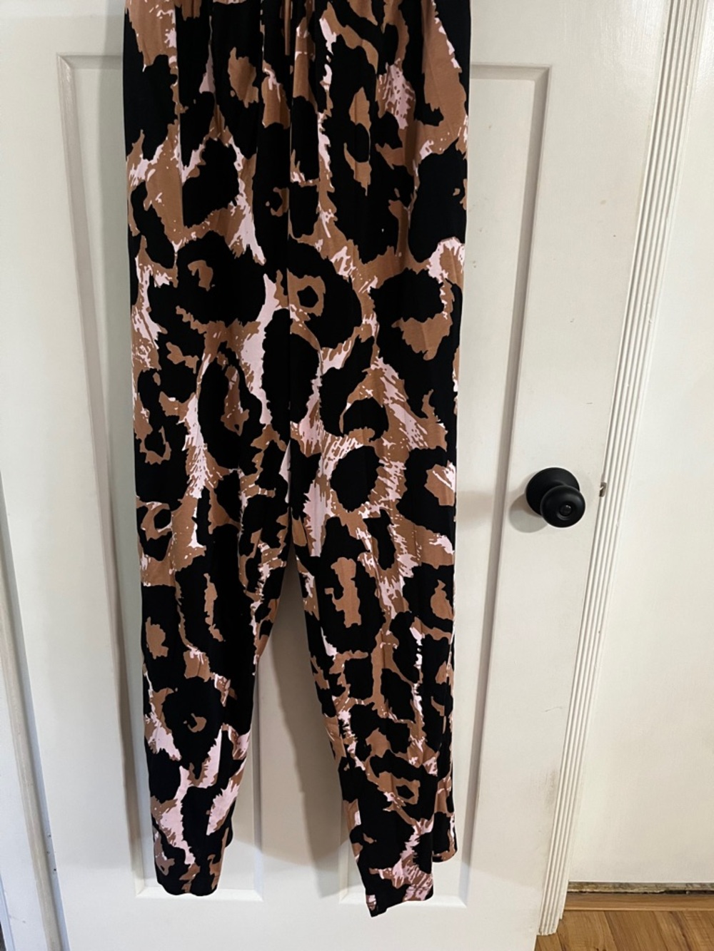 Diane Von Furstenberg Halter Jumpsuit in Black and Blush Animal Print - Picture 3 of 6